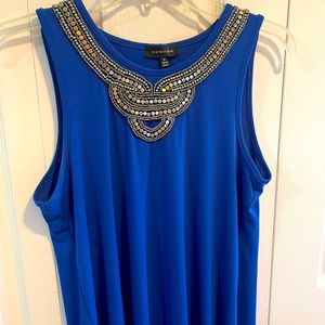 Spense Blue Dress Size 6 Metallic Beaded details stretchy flowy